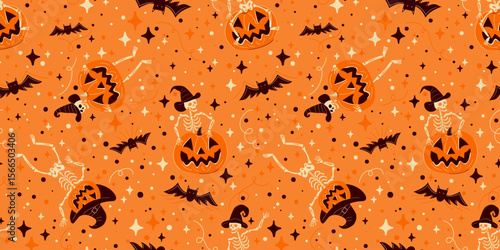 Skeletons and Bats Halloween Pattern