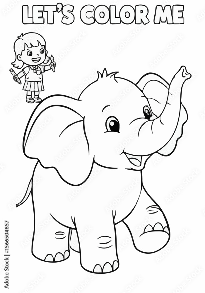 Fototapeta premium Children's coloring pictures of an elephant 