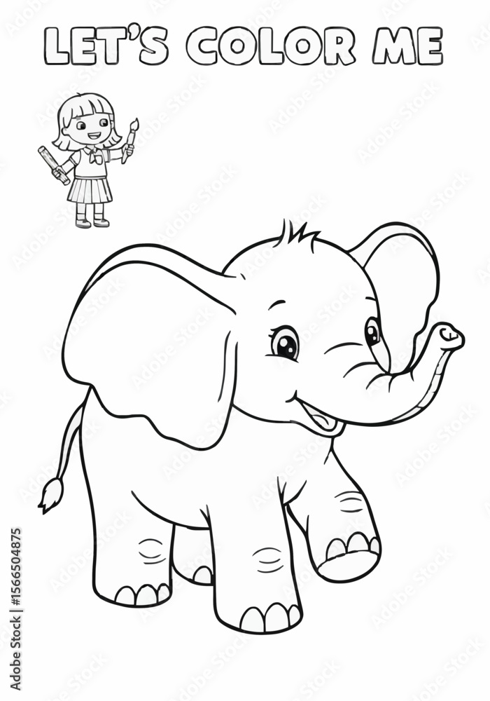Fototapeta premium Children's coloring pictures of an elephant 