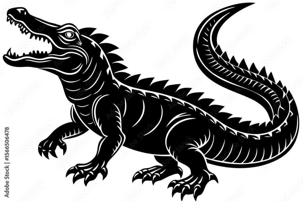Crocodile Black and White Silhouette Vector Illustration Crocodile Black and White Silhouette Vector Illustration