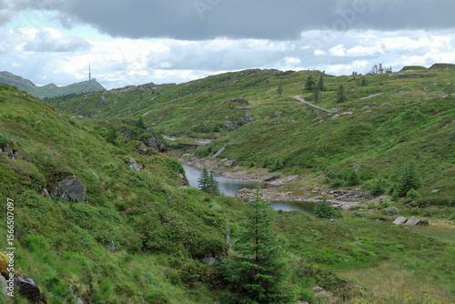 ChatGPT의 말:
Vidden trail in Bergen Norway rocky grass landscape, 노르웨이 베르겐 비든 트레일 바위와 초원 풍경
