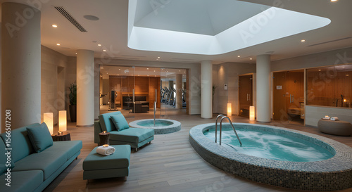 indoor swimming pool in hotel spa hammam jacuzzi