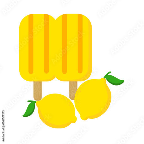Cute Hand Drawn Lemon Double Popsicle