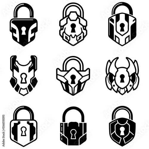 Cuadro en lienzo A beautiful assortment of modern crests, using the lock motif to symbolize the u