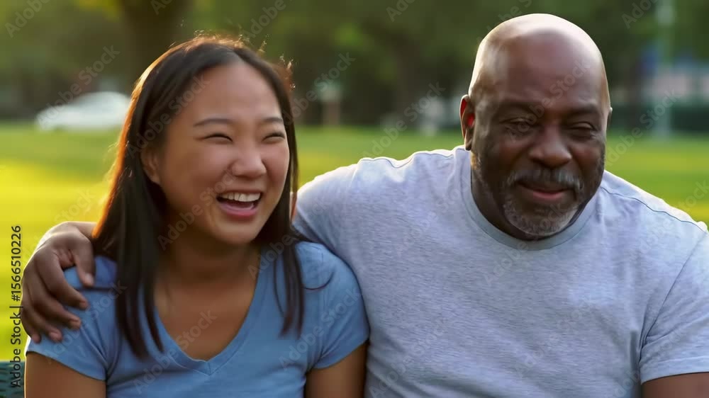 Interracial Father & Daughter Bonding in the Park Interracial Father & Daughter Bonding in the Park