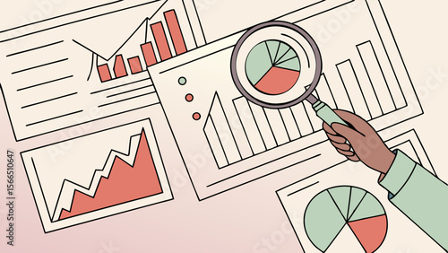 Vector Data analysis chart inspection, business graphs and financial report for marketing and strategy planning concept, data trends and insights