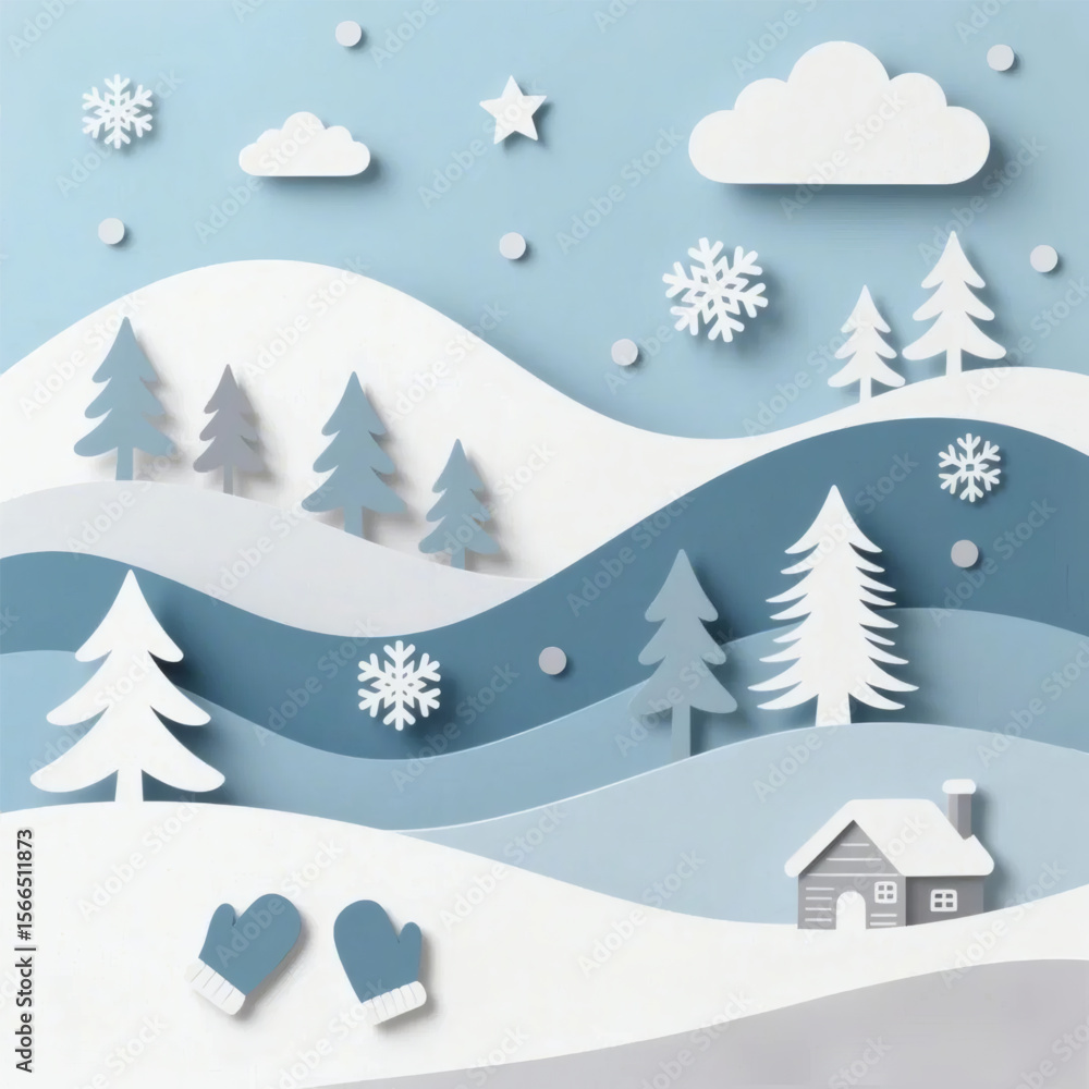 Fototapeta premium winter landscape with trees and snow