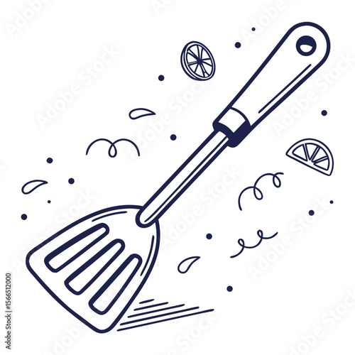 Spatula Icon Representing Cooking and Grilling Isolated Vector Illustration