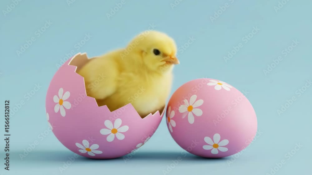 Cute Chick Hatching from Easter Egg - Springtime Symbol Cute Chick Hatching from Easter Egg - Springtime Symbol