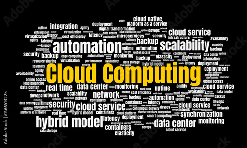 Cloud Computing Word Cloud with Technology, Storage, and Network Related Keywords