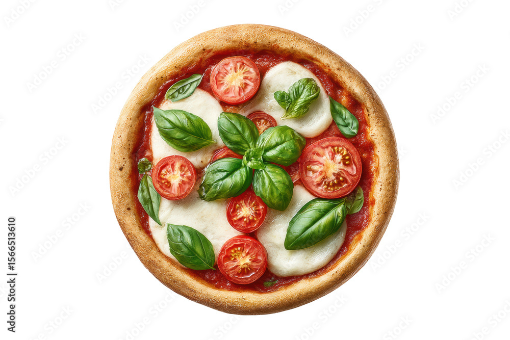 PNG Fresh margherita pizza with tomatoes, basil, and mozzarella on black background PNG Fresh margherita pizza with tomatoes, basil, and mozzarella on black background