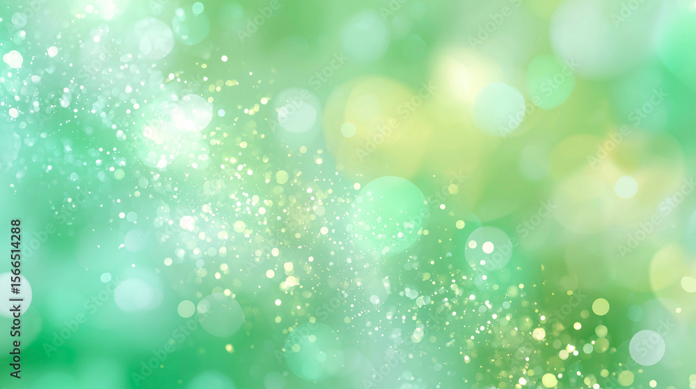 Obraz premium 新緑のような爽やかなグリーンのキラキラ背景
