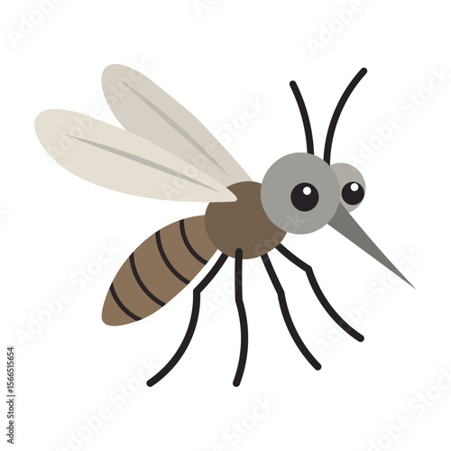 Cartoon Mosquito Icon – Vector Illustration. Simple and funny vector icon of a mosquito in cartoon style. Minimal details, clean lines, and a playful look
