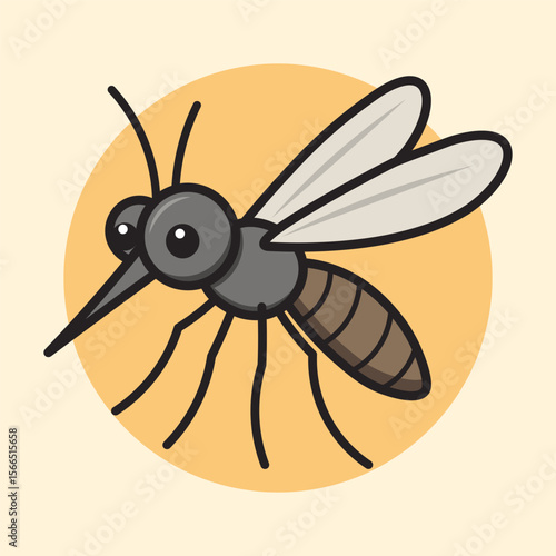 Cartoon Mosquito Icon – Vector Illustration. Simple and funny vector icon of a mosquito in cartoon style. Minimal details, clean lines, and a playful look