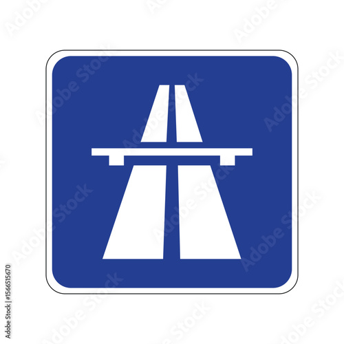 Blue highway symbol indicating expressway or motorway access. Commonly used in road signage and transportation graphics. Minimalist icon suitable for maps, infographics, or navigation designs.