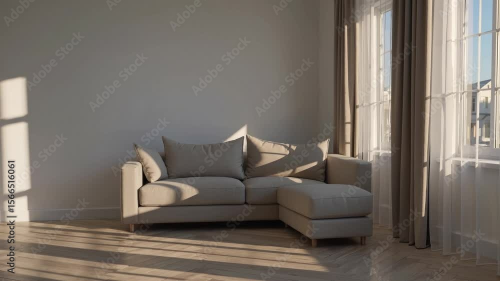 Salon lumineux avec canapé beige