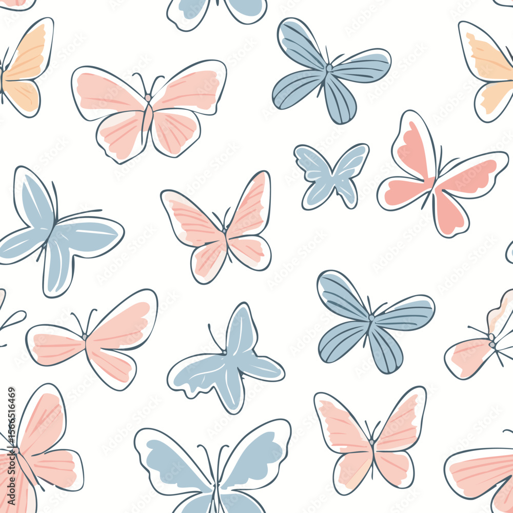 Butterfly Pattern – Hand Drawn Vector Illustration Butterfly Pattern – Hand Drawn Vector Illustration