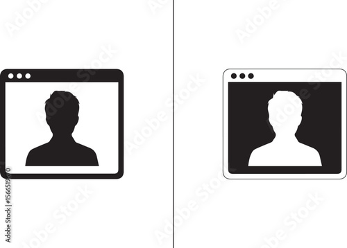 Video Lecture Icon Vector – Black and White Online Learning Symbolc