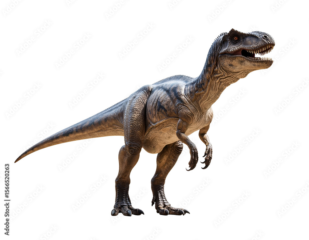 Fototapeta premium A formidable prehistoric predator stands tall, showcasing its powerful build and sharp teeth.