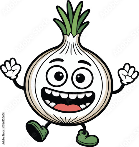 Happy Onion Cartoon Character transparent isolated vector
