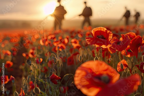 Pixel Perfect Picture of Poppy Flowers in a Field, Memorial Banner