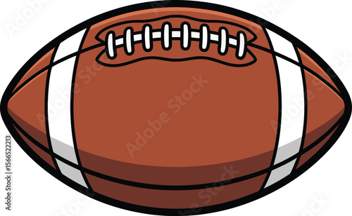Stylized illustration of a classic american football with laces and white stripes