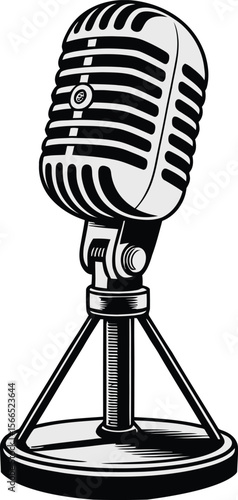 Vintage retro microphone on a stand