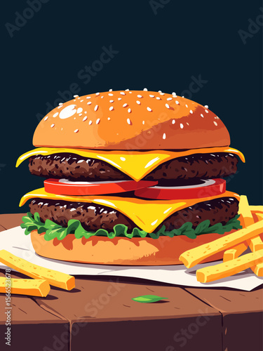 smash burger combo meal featuring a double smashed burger with thin, crispy-edged patties, melted cheese oozing between layers