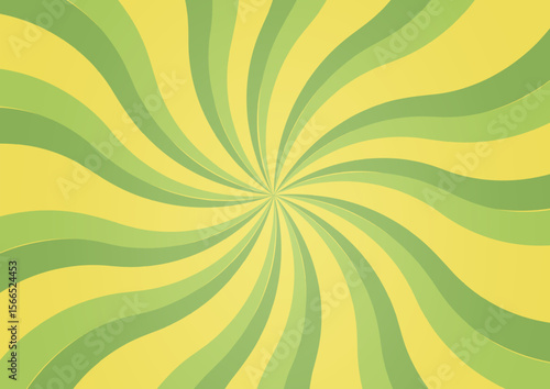 Light green and yellow spiral background. Groovy hippie background. Waves, swirls, twirl patterns. Twisted and distorted vector texture in trendy retro psychedelic style. Y2k aesthetic.