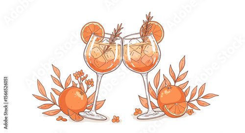 Summer toast with refreshing citrus cocktails - vector illustration for beverage design in flat style