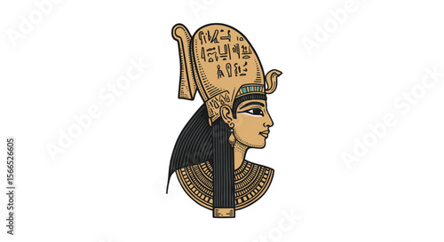 Ancient egyptian queen profile vector illustration for historical art and design