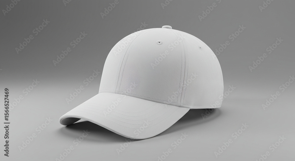 Fototapeta premium White baseball cap isolated, a blank template for casual headwear and sport uniform styleWhite baseball cap isolated, a blank template for casual headwear and sport uniform style