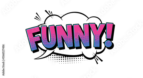 Comic style vector illustration of the word "funny" with speech bubble for humorous designs