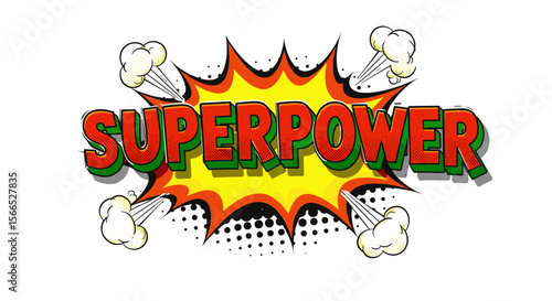 Comic style superpower text vector illustration for graphic design and posters