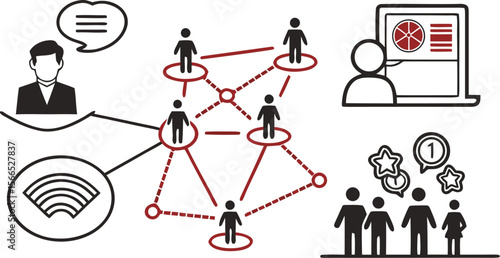 Modern communication network line icons for digital connectivity and data transfer