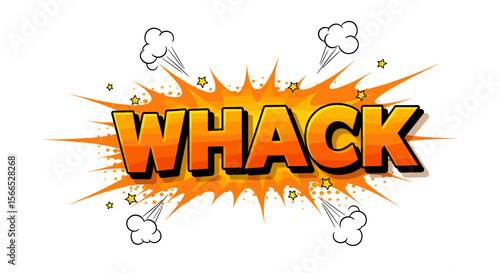 Comic style explosion with "whack" text vector illustration for pop art design