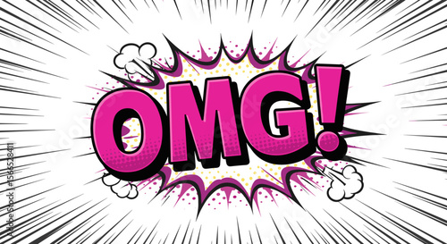 Comic book style vector illustration of omg expression for pop art designs