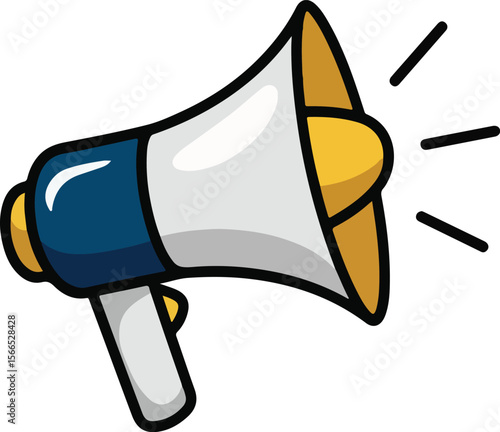 Vector illustration of a handheld megaphone representing announcement and communication.