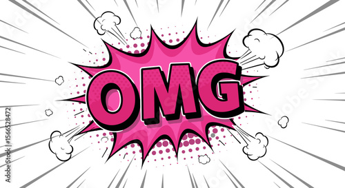 Pop art style comic explosion with "omg" expression vector illustration for design