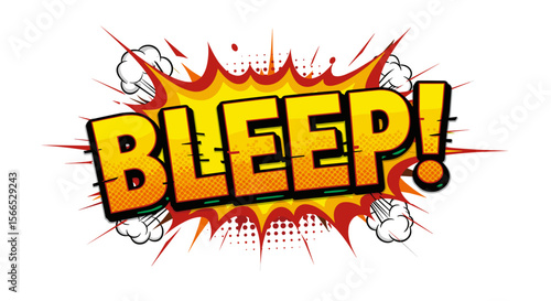Comic style vector illustration with pop art text bleep for humor and graphic design