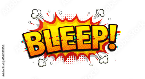 Comic style pop art vector illustration of dynamic text bleep for posters or graphic design