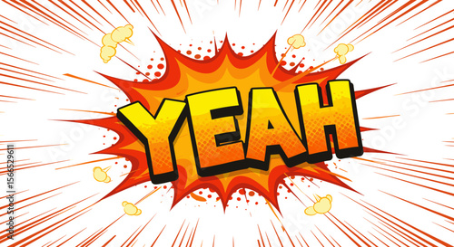 Comic style explosion with yeah text vector illustration for pop art design