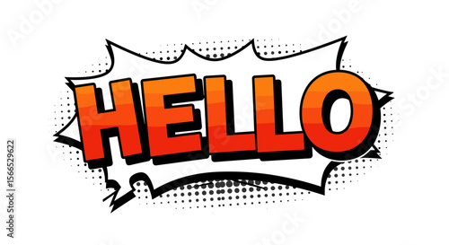 Pop art style comic text "hello" vector illustration for posters and greeting cards