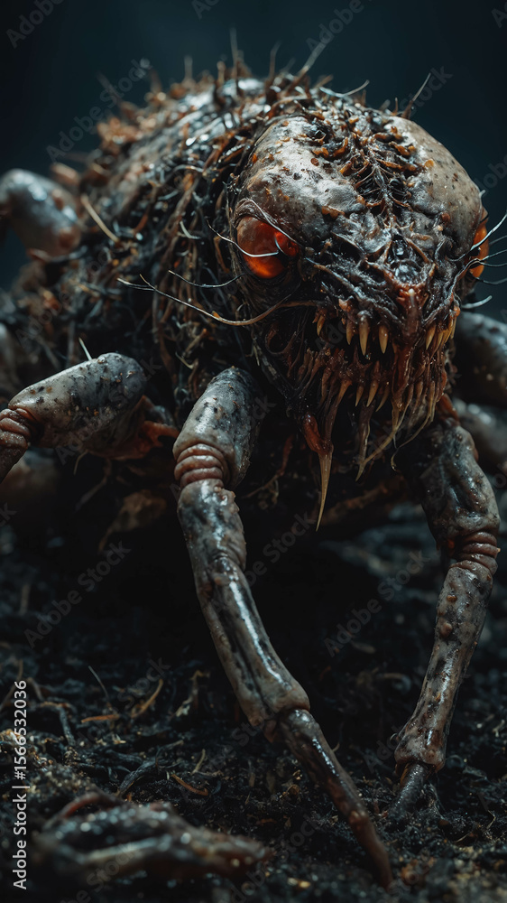 Menacing Insectoid Creature in Dark Environment Menacing Insectoid Creature in Dark Environment
