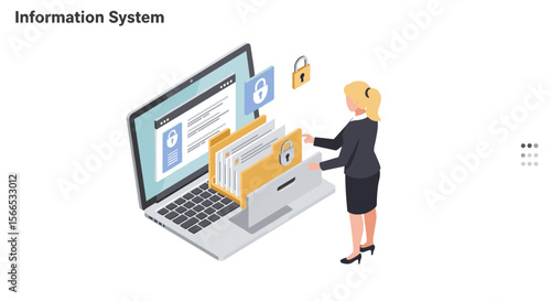 Data security concept vector illustration in isometric style for information systems design