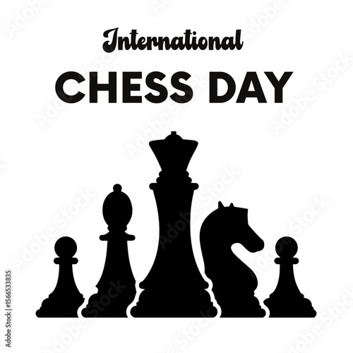 Celebrate International Chess Day with this clean, professional EPS vector design. Features a classic chessboard layout with modern flat-style pieces, ideal for educational posters, social media