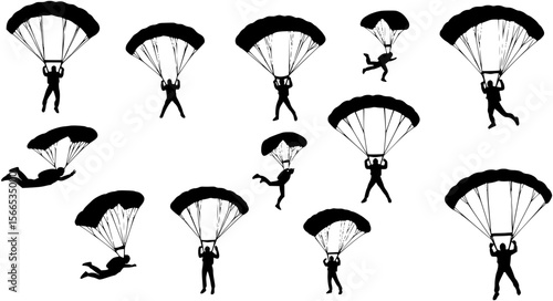 vector silhouette of skydiver background .Generative AI
