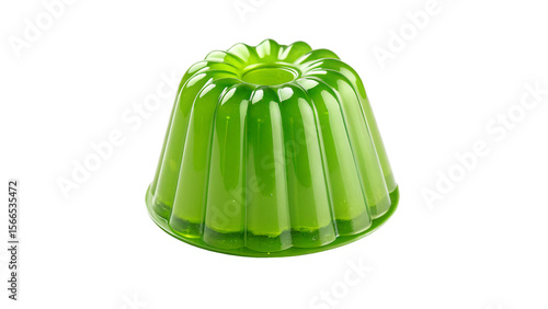 Green Gelatin Dessert in a Molded Circular Shape on transparent background