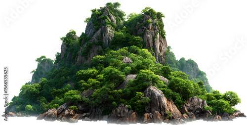 Fototapeta Naklejka Na Ścianę i Meble -   mountain with green vegetation on a transparent background 