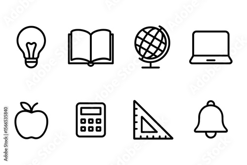 Educational tools and symbols for learning and teaching, vector illustration